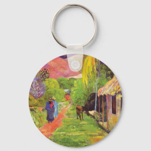 Paul‑Gauguin‑Straße in Tahiti Vintage‑Kunst Schlüsselanhänger