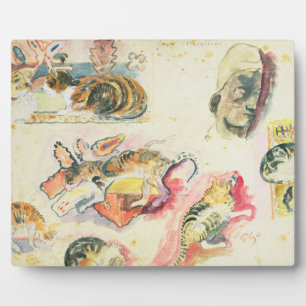 Paul Gauguin   Studie mit Katzen und Kopf (w/c am  Fotoplatte