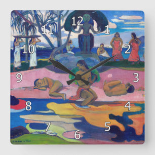 Paul Gauguin - Tag des Gottes / Mahana no atua Quadratische Wanduhr