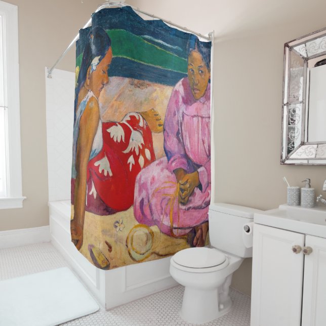 Paul Gauguin - Tahitianische Frauen am Strand Duschvorhang (Beispiel)