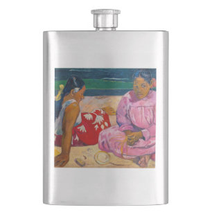 Paul Gauguin - Tahitianische Frauen am Strand Flachmann