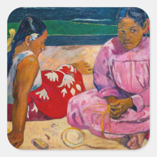 Paul Gauguin - Tahitianische Frauen am Strand Quadratischer Aufkleber