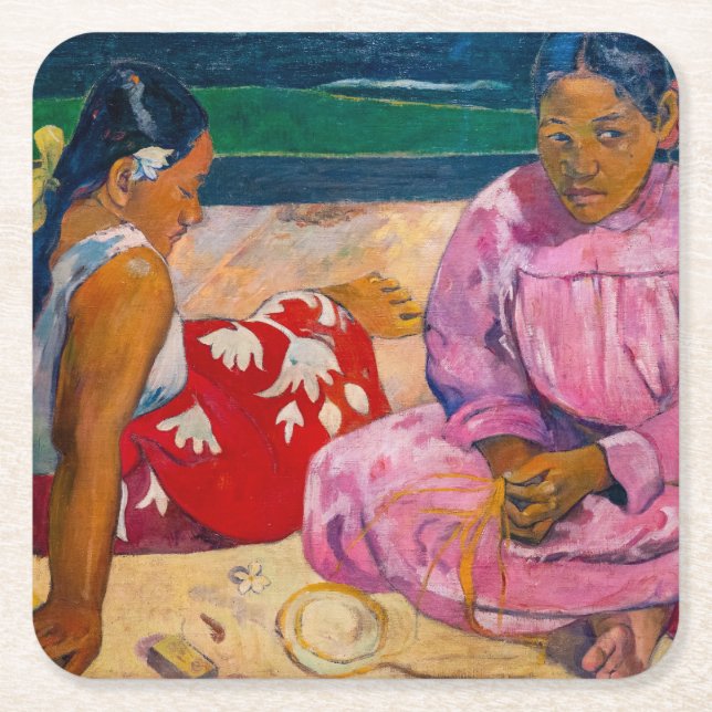 Paul Gauguin - Tahitianische Frauen am Strand Rechteckiger Pappuntersetzer (Vorderseite)
