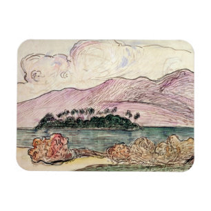 Paul Gauguin   Tahitianische Landschaft (w/c auf P Magnet