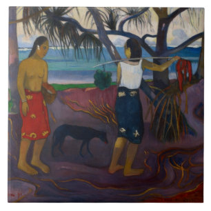 Paul Gauguin   unter dem Pandanus, 1891 (Öl auf C Fliese