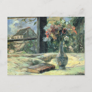 Paul Gauguin Vintage Vasen Blumen am Fenster Postkarte