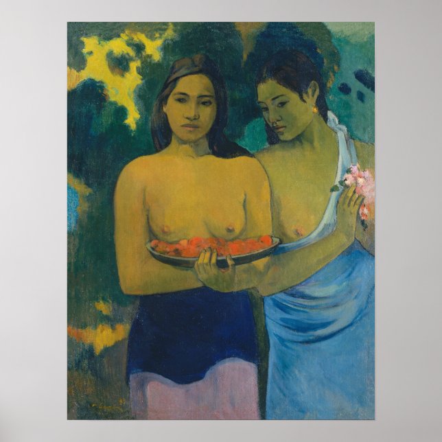 Paul Gauguin - Zwei tahitianische Frauen Poster (Vorne)
