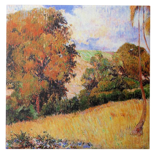 Paul Gauguin's painting, Meadow in Martinique, Fliese (Vorderseite)