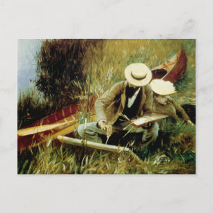 Paul Helleu, der mit seiner Ehefrau skizziert Postkarte