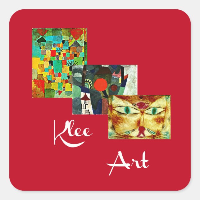 Paul Klee Abstrakt Art Collage, Quadratischer Aufkleber (Vorderseite)