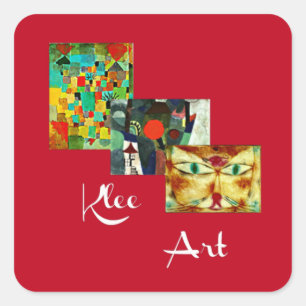 Paul Klee Abstrakt Art Collage, Quadratischer Aufkleber