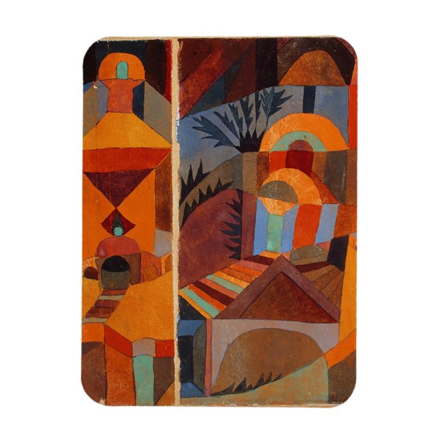 Paul Klee Abstrakt Art Modern Orange Malerei Magnet (Vertikal)