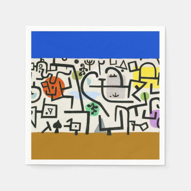 Paul Klee Abstrakt Expressionist Rich Harbour Serviette (Vorderseite)