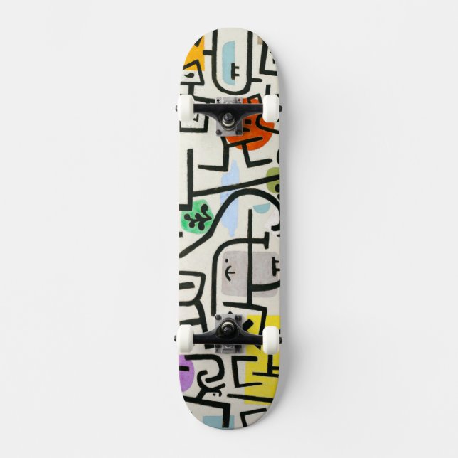 Paul Klee Abstrakt Expressionist Rich Harbour Skateboard (Vorderseite)