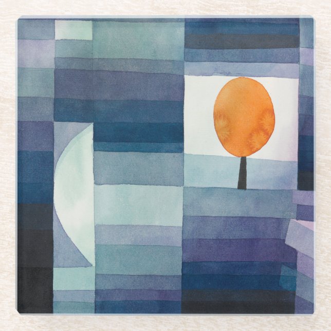 Paul Klee Abstrakt Tree Blue Painting Glasuntersetzer (Vorderseite)