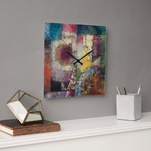 Paul Klee Abstrakte Kunst Kubismus Quadratische Wanduhr