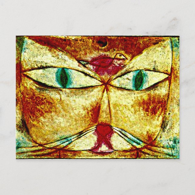 Paul Klee art: Katze und Vögel Postkarte (Vorderseite)