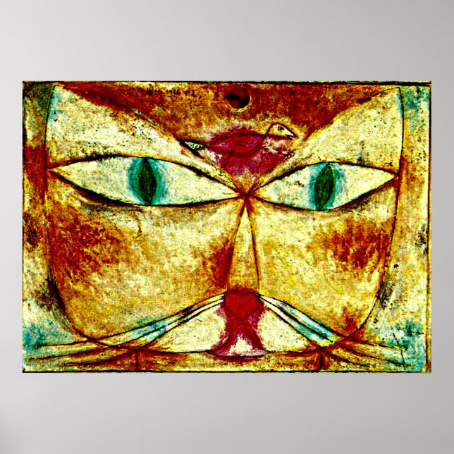 Paul Klee art: Katzen- und Vogelmalerei von Klee Poster (Vorne)
