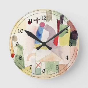 Paul Klee art: Pathetische Wasserfarbe, rot Runde Wanduhr