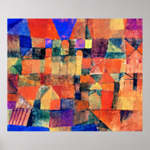 Paul Klee art, Stadt mit den drei Domes Poster