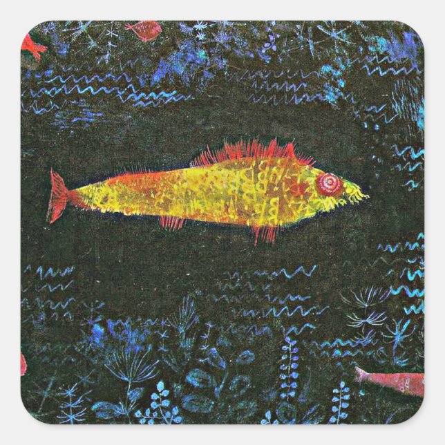 Paul Klee - Der Goldfish Quadratischer Aufkleber (Vorderseite)