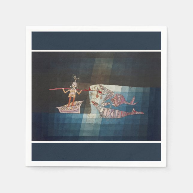 Paul Klee Der Seefahrer Abstrakter Maritimer Poste Serviette (Vorderseite)