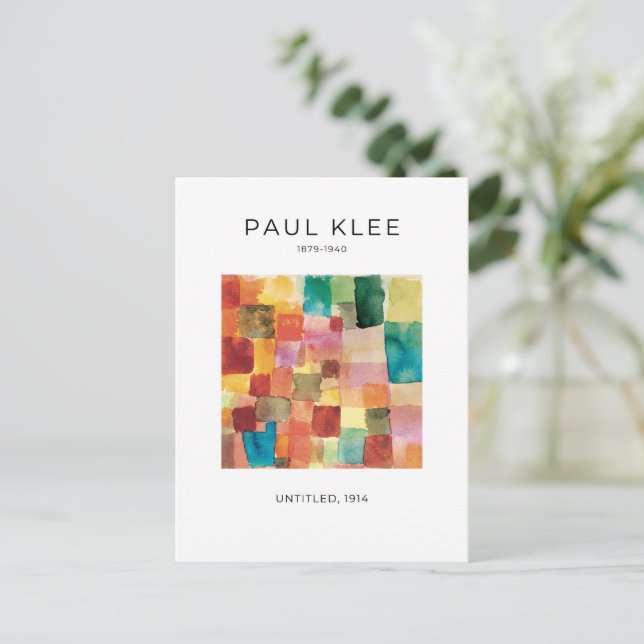 Paul Klee, farbenfrohe moderne Abstrakte Kunst Pos Postkarte (Stehend Vorderseite)