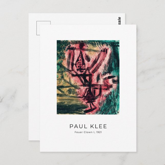 Paul Klee, Feuergefecht - Abstrakte Kunst Postkarte (Vorne/Hinten)