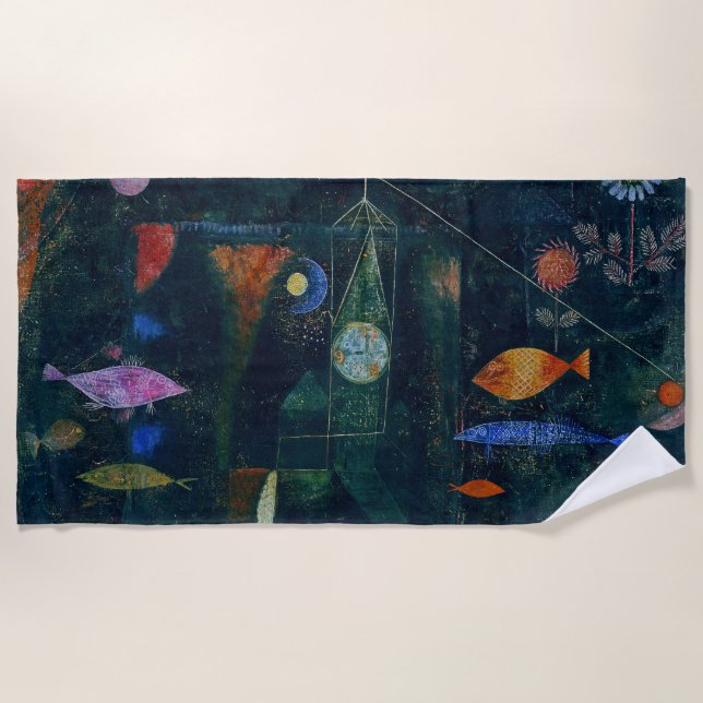 Paul Klee Fish Magic Abstrakte Malerei Grafik Strandtuch (Vorderseite)