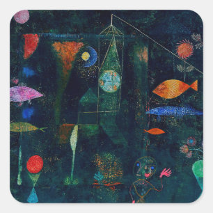 Paul Klee Fish Magic Abstrakte Malerei Grafische K Quadratischer Aufkleber