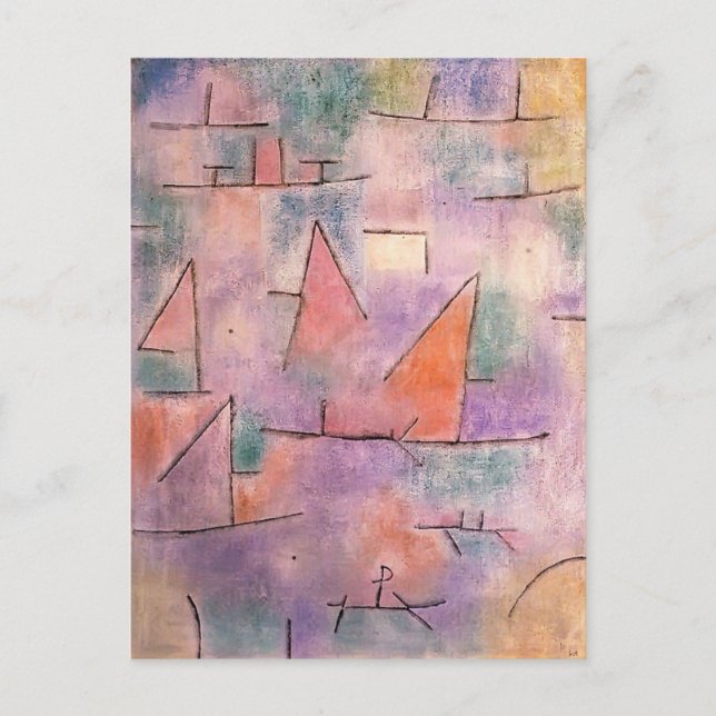 Paul Klee - Hafen mit Segelschiffen Postkarte (Vorderseite)