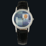 Paul Klee Harbinger vom Herbst. Blaue geometrische Armbanduhr<br><div class="desc">Paul Klee Uhr "Der Herbstvorbote". Aquarellblau Natur geometrische Vintage Kunst.</div>