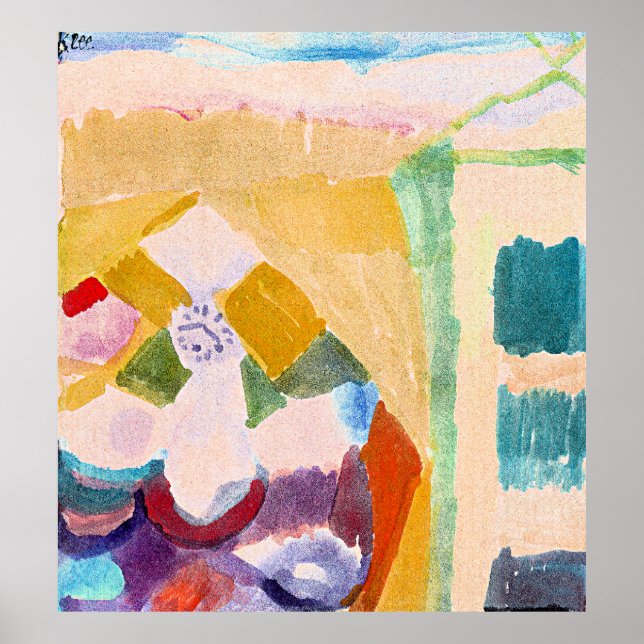 Paul Klee - Innenraum mit der Uhr Poster (Vorne)