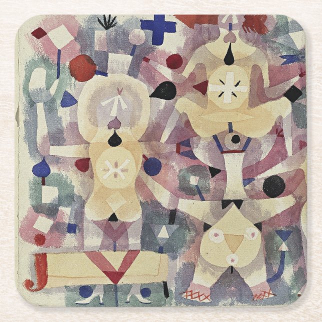 Paul Klee, Karneval im Schnee, Rechteckiger Pappuntersetzer (Vorderseite)