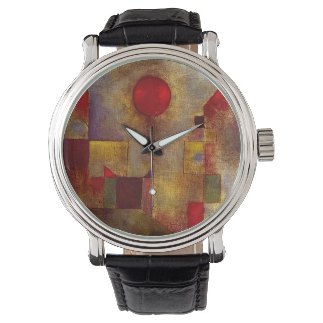 Paul Klee Red Balloon Abstrakte farbenfrohe Kunst Armbanduhr (Vorderseite)