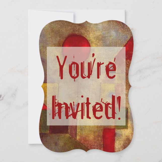 Paul Klee Red Balloon Abstrakte farbenfrohe Kunst Einladung (Vorderseite)