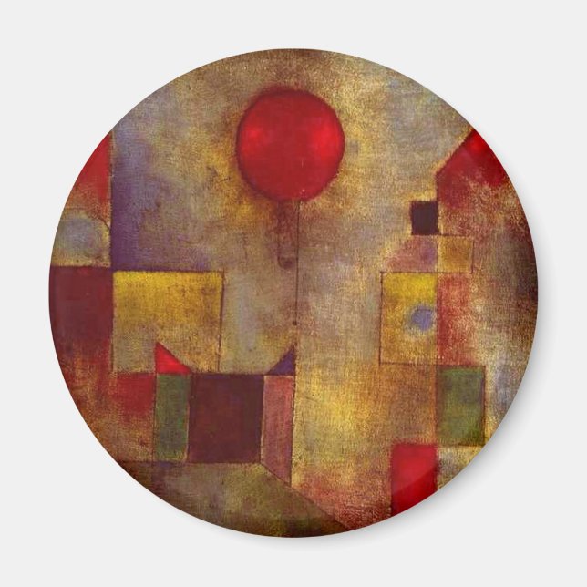 Paul Klee Red Balloon Abstrakte farbenfrohe Kunst Magnet (Vorne)