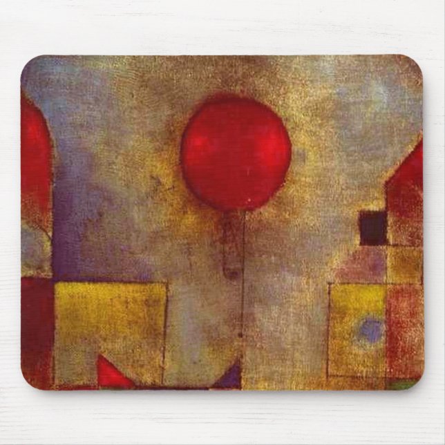 Paul Klee Red Balloon Abstrakte farbenfrohe Kunst Mousepad (Vorne)
