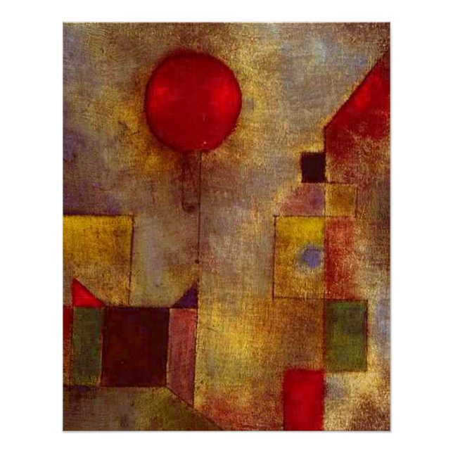 Paul Klee Red Balloon Abstrakte farbenfrohe Kunst Poster (Vorderseite)
