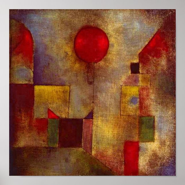 Paul Klee Red Balloon Abstrakte farbenfrohe Kunst Poster (Vorne)