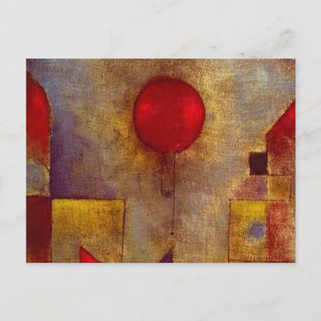 Paul Klee Red Balloon Abstrakte farbenfrohe Kunst Postkarte (Vorderseite)