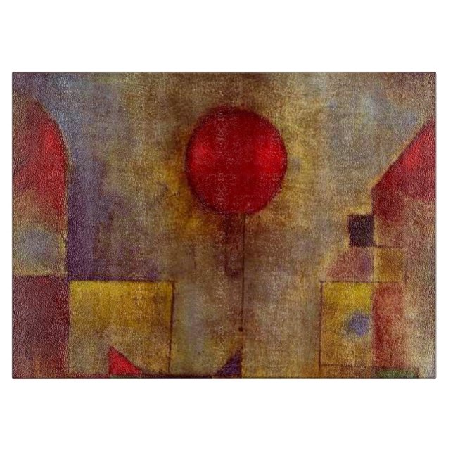 Paul Klee Red Balloon Abstrakte farbenfrohe Kunst Schneidebrett (Vorderseite)