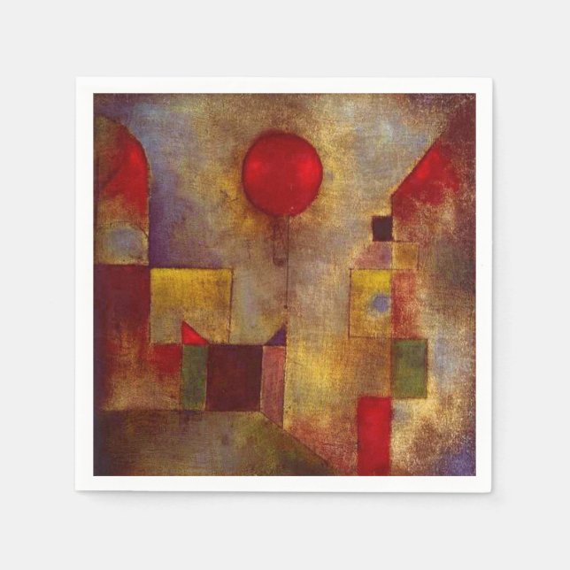 Paul Klee Red Balloon Abstrakte farbenfrohe Kunst Serviette (Vorderseite)