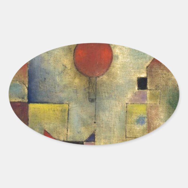 Paul Klee Red Balloon Ovaler Aufkleber (Vorderseite)