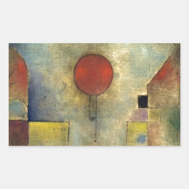 Paul Klee Red Balloon Rechteckiger Aufkleber (Vorderseite)