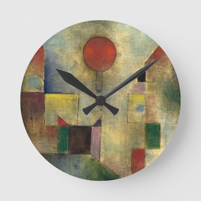Paul Klee Red Balloon Runde Wanduhr (Vorderseite)