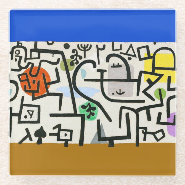 Paul Klee Rich Harbour Abstrakter Expressionismus Glasuntersetzer (Vorderseite)
