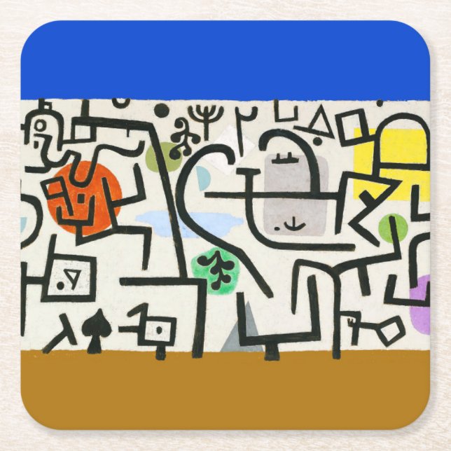 Paul Klee Rich Harbour Abstrakter Expressionismus Rechteckiger Pappuntersetzer (Vorderseite)