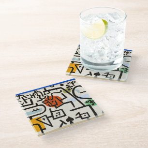 Paul Klee "Rich Port" Modernes Abstrakt Glasuntersetzer