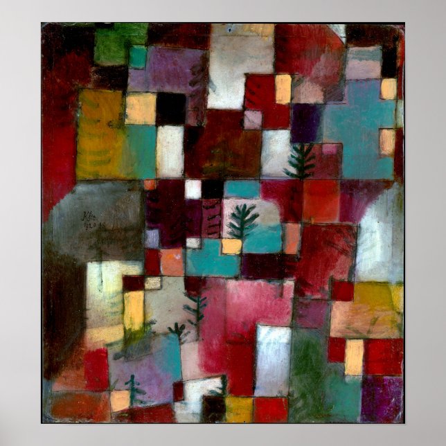 Paul Klee Rot Grün und Violett-Gelbe Rhythmen Poster (Vorne)
